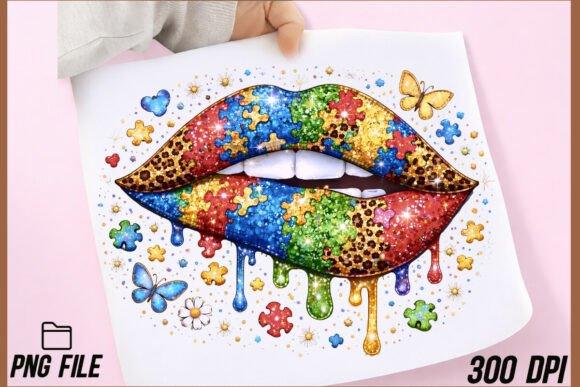 Autism Awareness Glitter Lips PNG: A Spark of Creative Advocacy