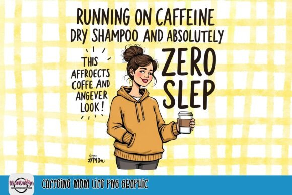 Caffeine Mom Life PNG Graphic: Fuel for Your Designs