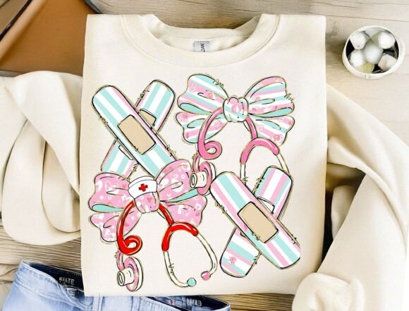 Coquette Nurse PNG: A Stylish Graphic for Modern Healthcare Branding