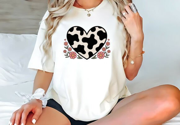 Cow Heart Pattern Funny Graphic T Shirt: A Playful Design Asset