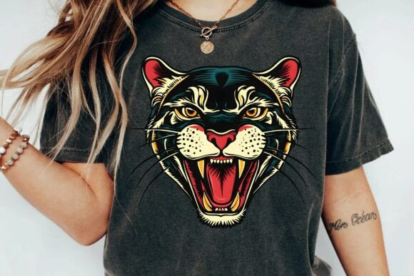 Embrace Bold Retro Style with a Roaring Panther Graphic