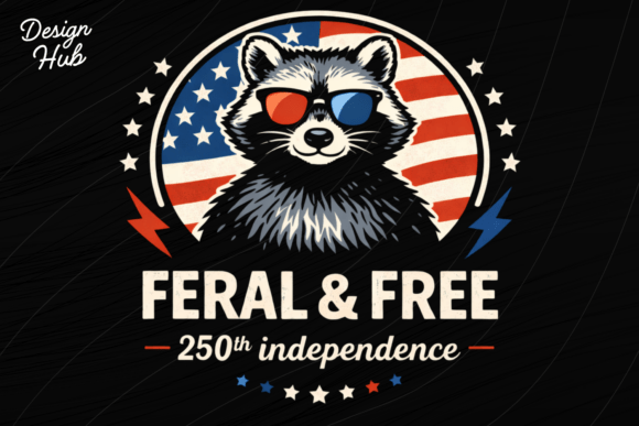 Feral & Free PNG: A Patriotic Raccoon for Bold Designs