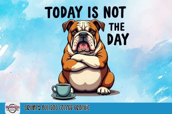 Grumpy Bulldog Coffee Graphic: A Morning Mood Icon