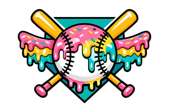 Melting Ice Cream Baseball Graphic: A Sweet Summer Design Asset