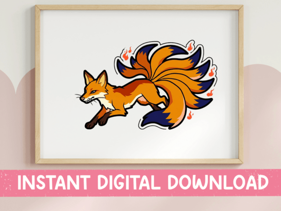 Nine Tails Fox Spirit: A Sticker Design for Bold Brands