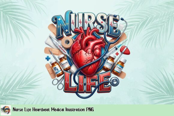 Nurse Life Heartbeat Medical Illustration: A PNG for Healthcare Heroes