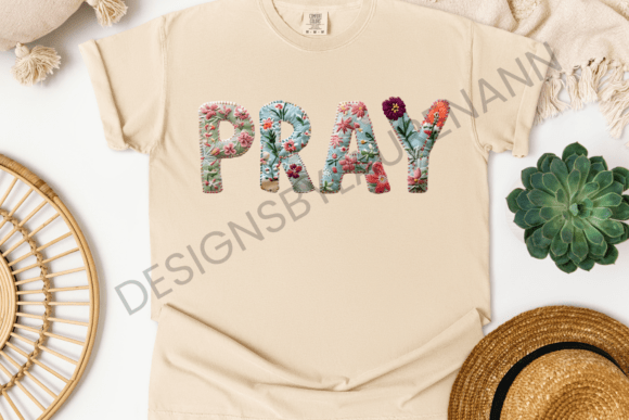 Pray Patchwork Bright Christian Graphic: A Faith-Focused Design Asset