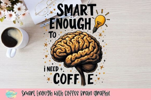 Smart Enough with Coffee Brain Graphic: The Ultimate Relatable Design
