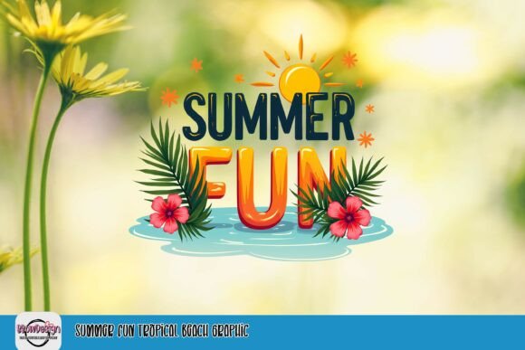 Summer Fun Tropical Beach Graphic: Vibrant Design Asset