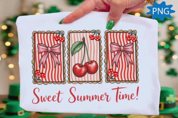 Sweet Summer Time Cherry Striped PNG: A Burst of Playful Design