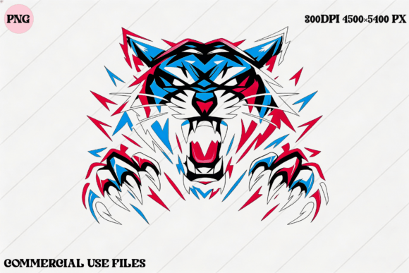 Unleash Raw Power: The Aggressive Tiger Head Graphic Design